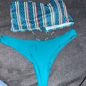 SHEIN Blue and Multicolor Bikini Set